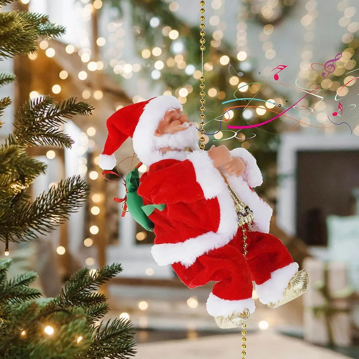 Climbing Santa Claus Holiday Ornament