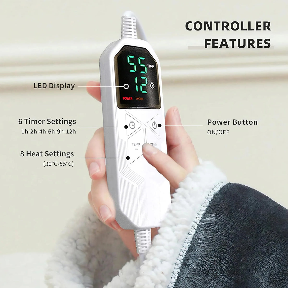 Electric Heated Wearable Blanket with Foot Pocket
