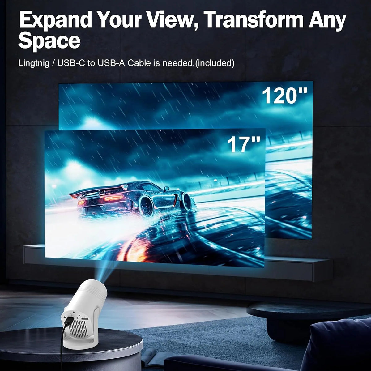 Wireless Portable 180° Rotatable Projector
