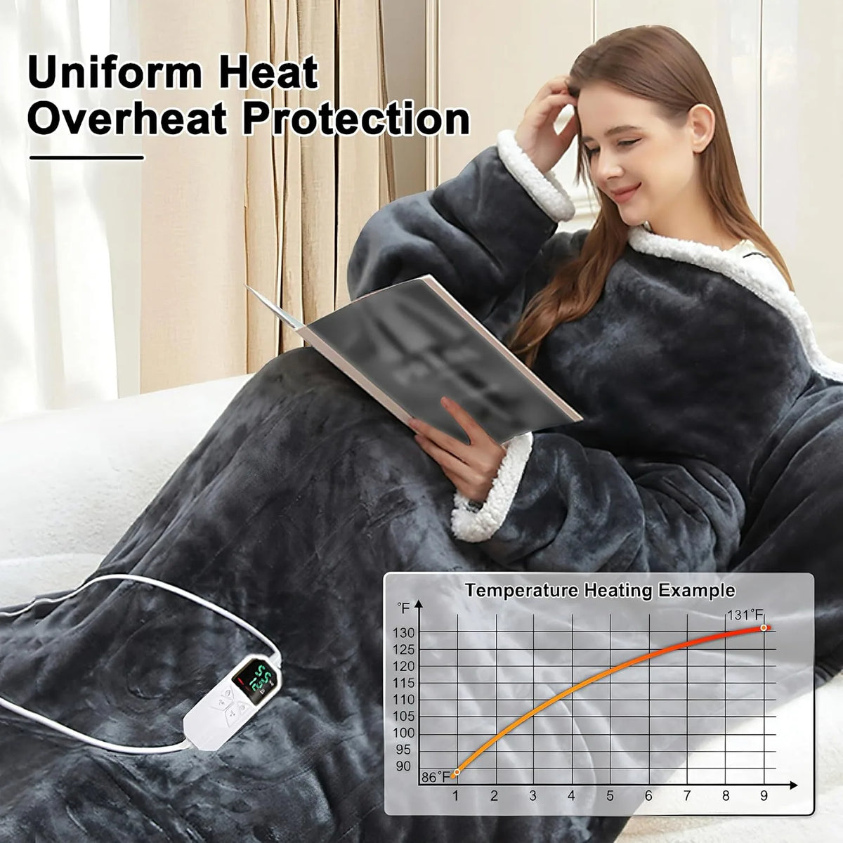 Electric Heated Wearable Blanket with Foot Pocket