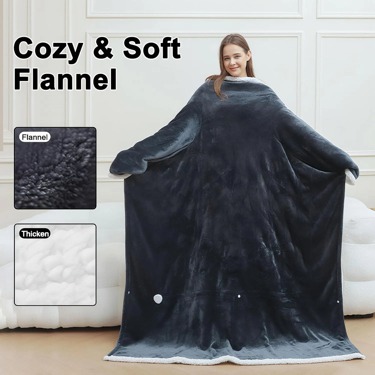 Electric Heated Wearable Blanket with Foot Pocket
