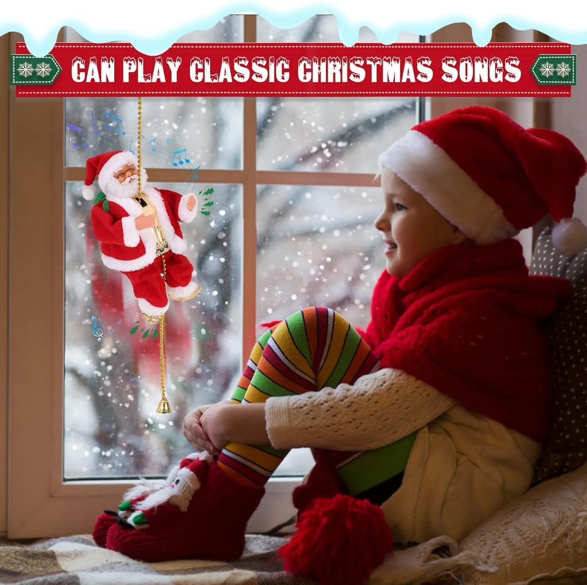 Climbing Santa Claus Holiday Ornament