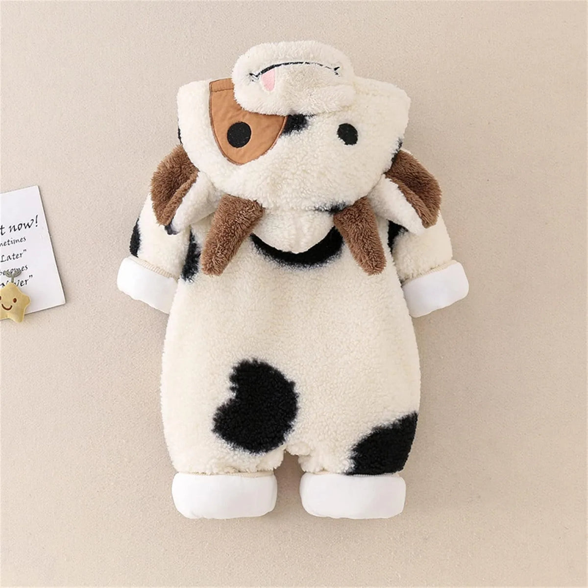 Cartoon Cow Plush Fleece Baby Snowsuit